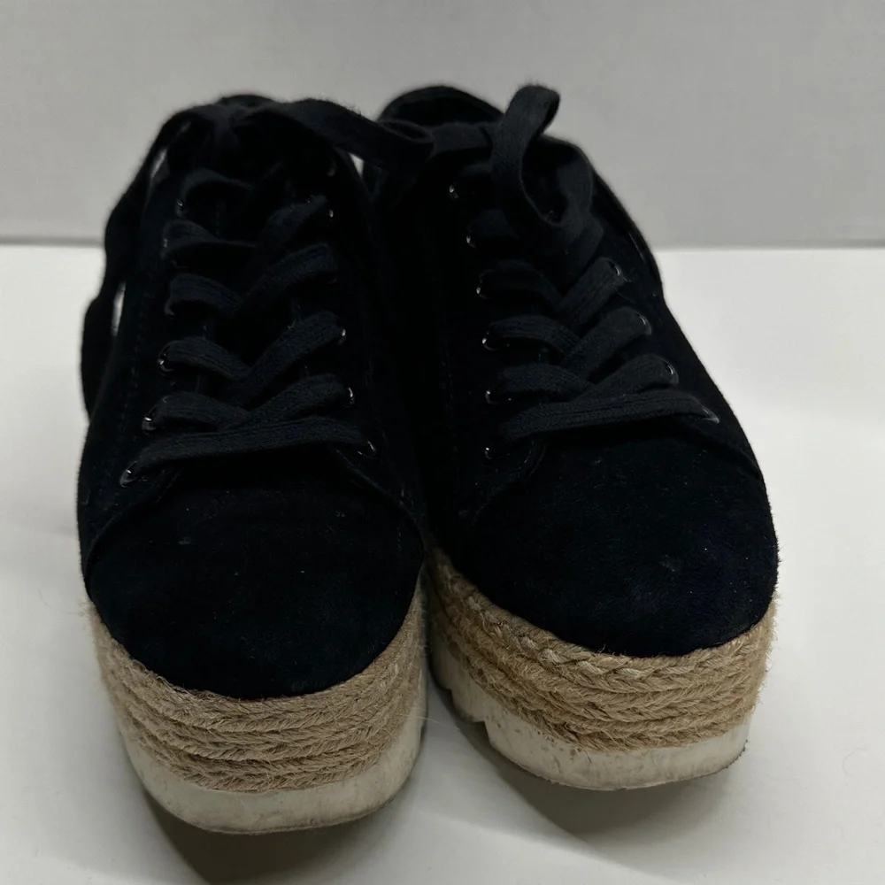 Steve Madden Karma Espadrille Platform Sneakers Shoes Lace Up Black White Size 7